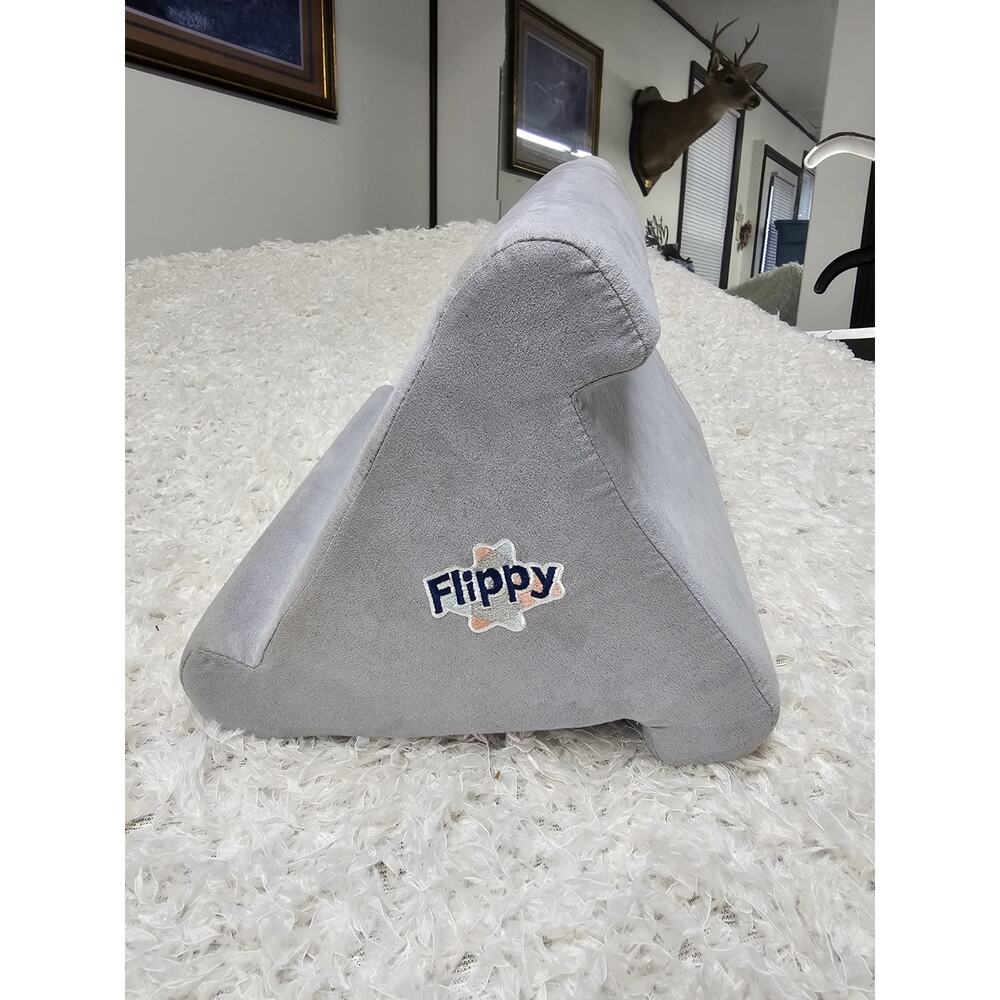 Flippy Multi-Angle Soft Tablet Stand Pillow Holder for iPad Kindle Grey Plush